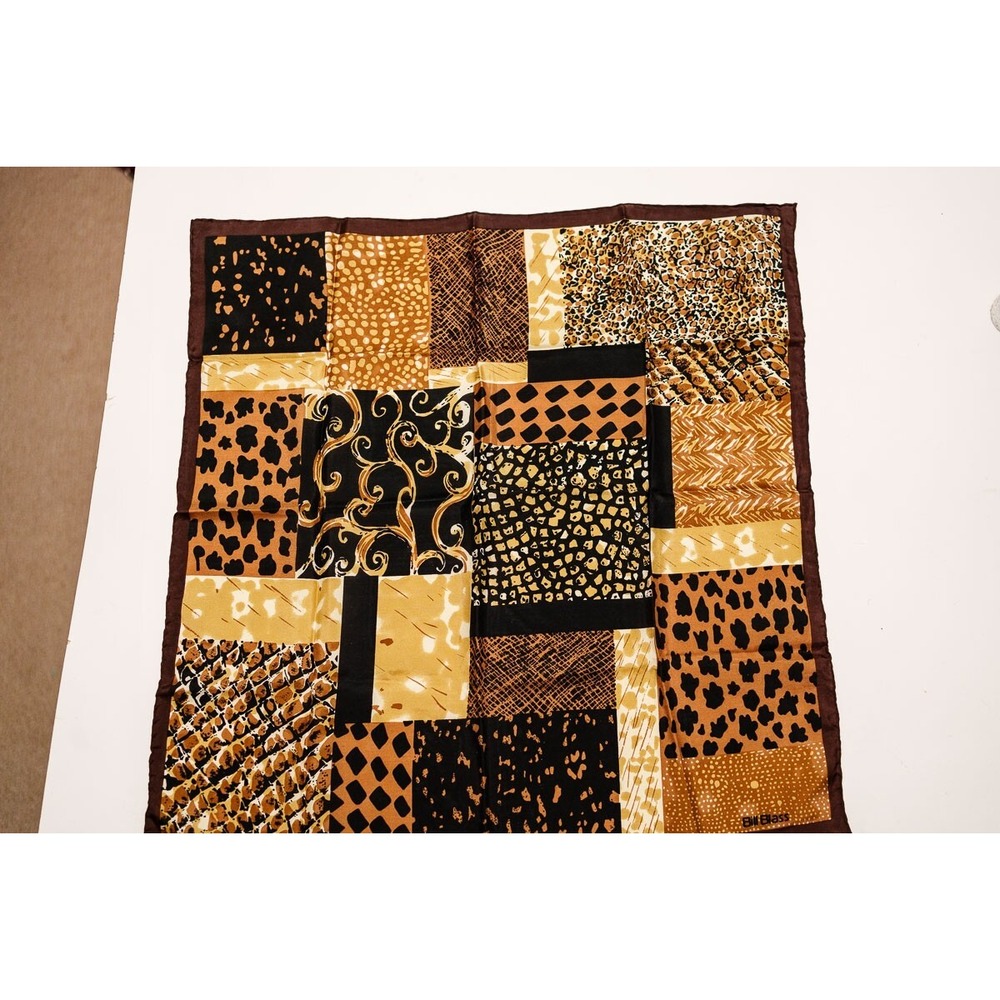Bill Blass Sasha scarf animal print abstract geometric square scarf SILK 20" VTG